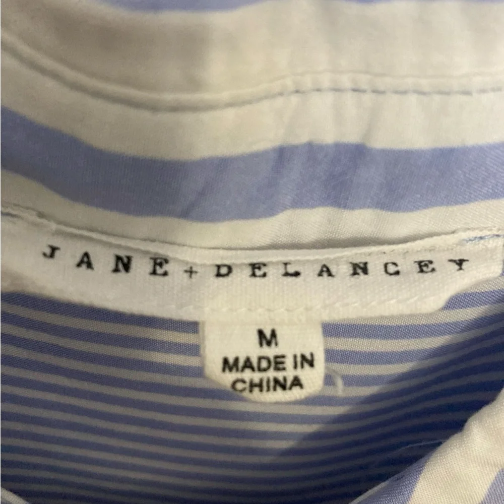 Elegant Blue Jane + Delancey Striped Button Down Shirt - Picture 4 of 5